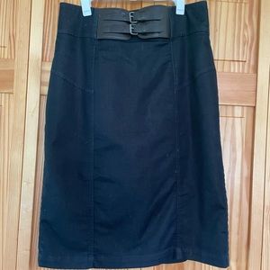 Worthington denim-look pencil skirt with belt accent at waist, size 10P